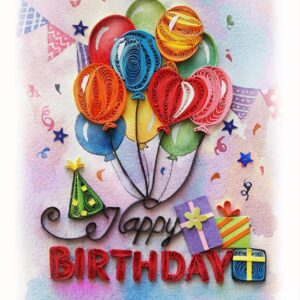 TUMYBee Quilled Happy Birthday Card, Floral Design, 5in x 7in, for Women