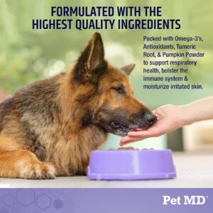 Pet MD Allergy Aid - Puppy & Dog Allergy Chews with Quercetin & Pumpkin - Immune & Seasonal Allergy Relief for Dogs - Skin & Itch Relief for Dogs - 60 ct