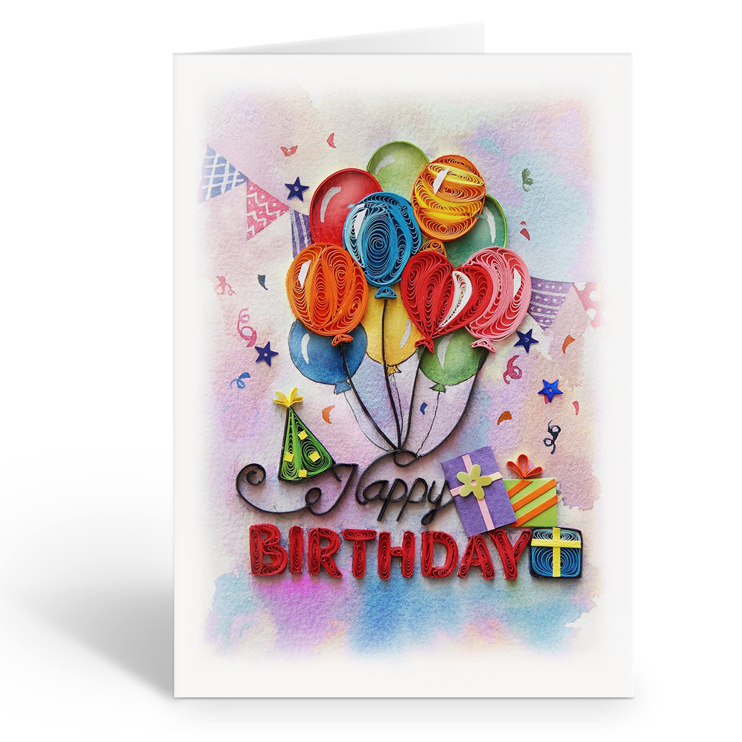 TUMYBee Quilled Happy Birthday Card, Floral Design, 5in x 7in, for Women