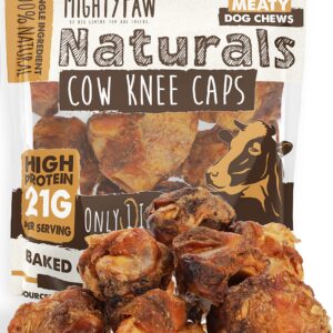 Mighty Paw Naturals Dog Bones - Cow Knee Caps & Knuckle Bones for Dogs (8 Pack) | 100% Natural Beef Knee Caps & Knuckle Bones, Beef Bones for Dogs, Meaty Dog Bones