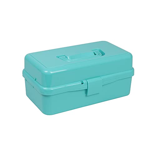 Everything Mary 3-Layer Storage Box, Aqua - Foldable & Portable Tool Box for Art & Craft Supply