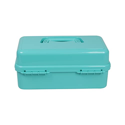 Everything Mary 3-Layer Storage Box, Aqua - Foldable & Portable Tool Box for Art & Craft Supply