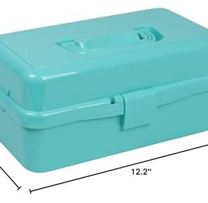 Everything Mary 3-Layer Storage Box, Aqua - Foldable & Portable Tool Box for Art & Craft Supply