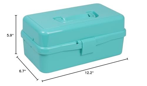 Everything Mary 3-Layer Storage Box, Aqua - Foldable & Portable Tool Box for Art & Craft Supply