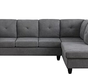 Lilola Home Ivan Dark Gray Woven Sectional Sofa with Right Facing Chaise