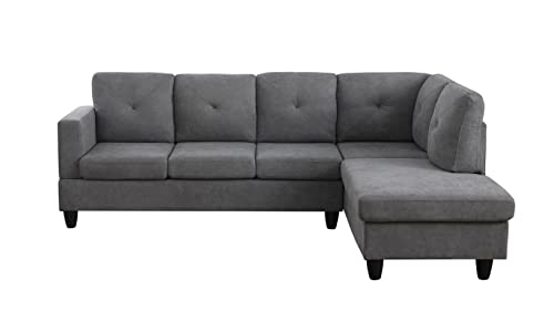 Lilola Home Ivan Dark Gray Woven Sectional Sofa with Right Facing Chaise