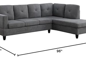 Lilola Home Ivan Dark Gray Woven Sectional Sofa with Right Facing Chaise