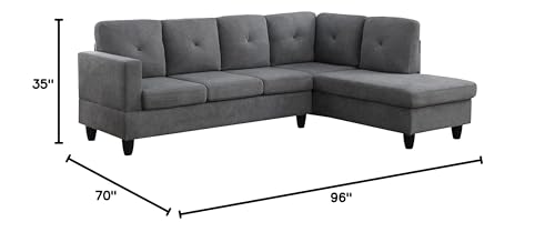 Lilola Home Ivan Dark Gray Woven Sectional Sofa with Right Facing Chaise