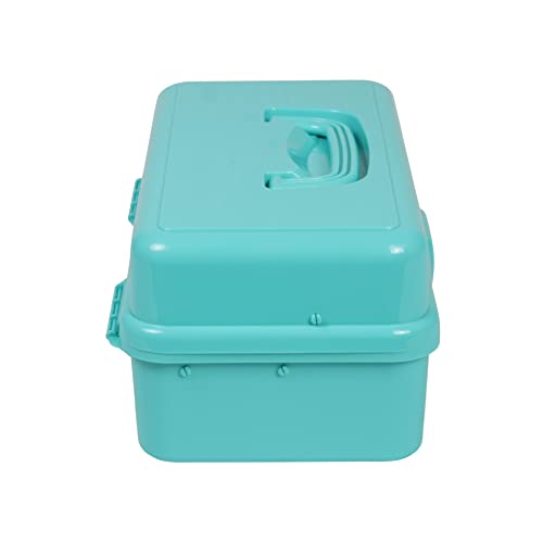 Everything Mary 3-Layer Storage Box, Aqua - Foldable & Portable Tool Box for Art & Craft Supply