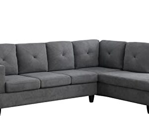 Lilola Home Ivan Dark Gray Woven Sectional Sofa with Right Facing Chaise