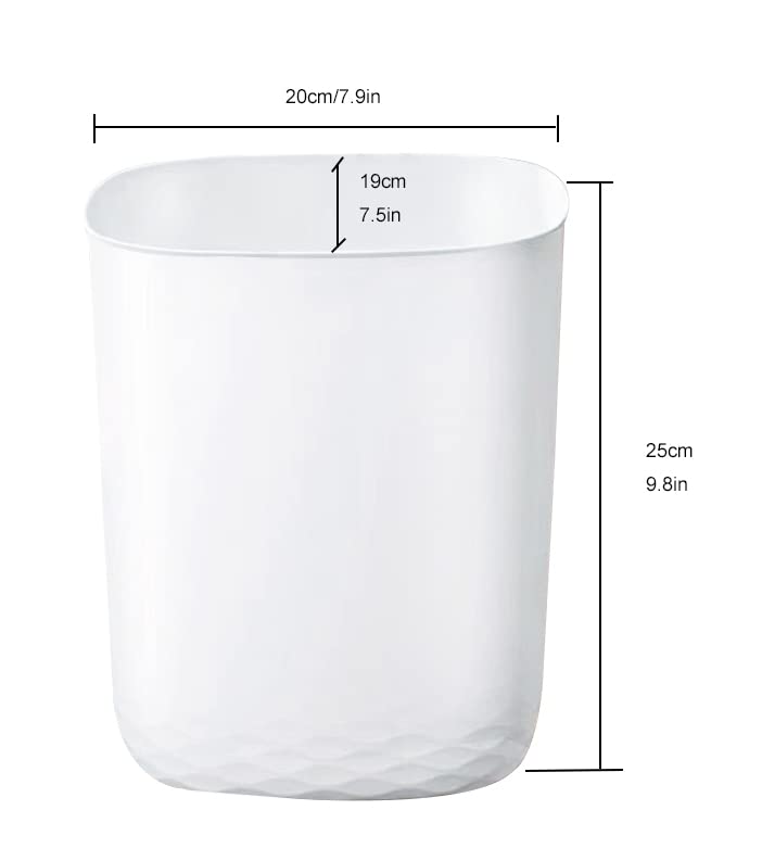 Feisco 2.4 Gallon Trash Can Wastebasket with 60 Counts of Trash Bag,Small Trash Can Garbage Container Bin for Bathroom Bedroom Kitchen Office (White)