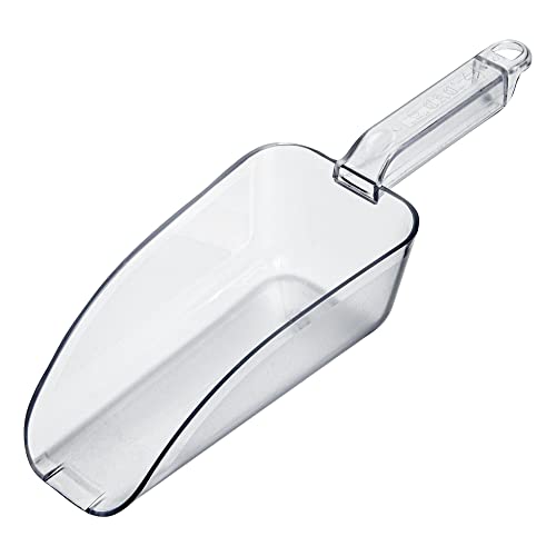 Restaurantware Met Lux 24 Ounce Ice Scoop 1 Flat Bottom Food Scoop - Beveled Front Edge Hanging Slot Clear PC Plastic Flour Scoop Lightweight For Ice Or Dry Ingredients