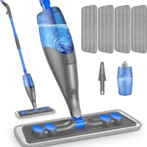 Spray Mops for Floor Cleaning- Floor Mop Microfiber Flat Mop Wet Dry Dust Mop with Refillable 635ML Bottle 4 Washable Pads Sprayer for Hardwood Floor Laminate Tiles Wood Ceramic Vinyl Home Kitchen