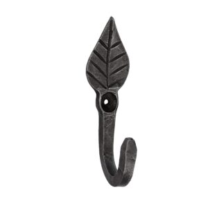 hand forged metal leaf hook wrought iron handmade wall mounted coat hook blacksmith metal wall towel hooks rack home classic look black antique finish wall hooks by living ideas