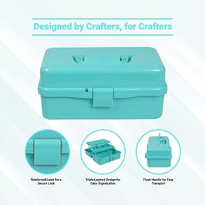 Everything Mary 3-Layer Storage Box, Aqua - Foldable & Portable Tool Box for Art & Craft Supply