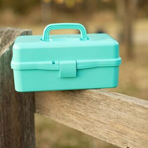 Everything Mary 3-Layer Storage Box, Aqua - Foldable & Portable Tool Box for Art & Craft Supply