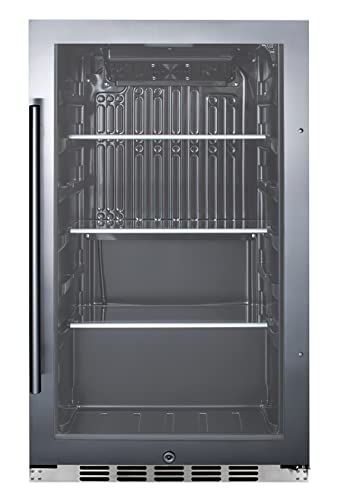 Summit Appliance SPR488BOSH34 Shallow Depth Indoor/Outdoor Beverage Cooler, 3.13 cu.ft. Capacity, 17.75" Depth, Weatherproof Design, Sealed Back, Factory Installed Lock, LED Lighting, Black Interior