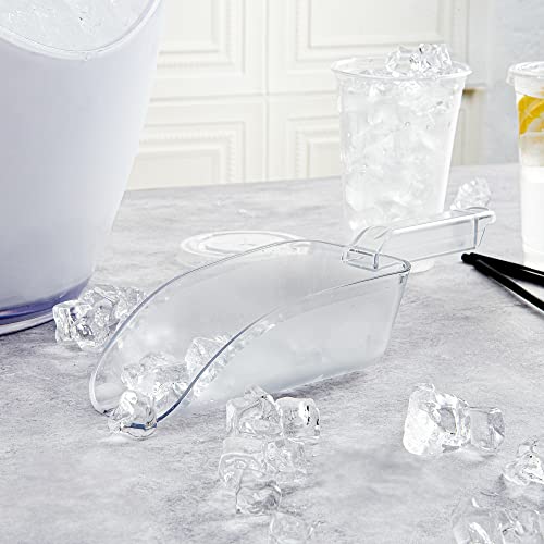 Restaurantware Met Lux 24 Ounce Ice Scoop 1 Flat Bottom Food Scoop - Beveled Front Edge Hanging Slot Clear PC Plastic Flour Scoop Lightweight For Ice Or Dry Ingredients