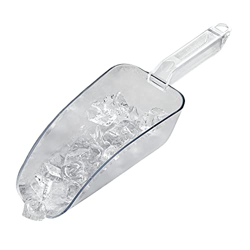 Restaurantware Met Lux 24 Ounce Ice Scoop 1 Flat Bottom Food Scoop - Beveled Front Edge Hanging Slot Clear PC Plastic Flour Scoop Lightweight For Ice Or Dry Ingredients