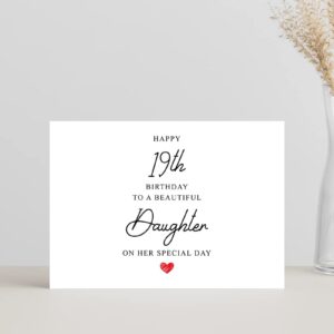 Emily gift Daughter 19th Birthday Card - Happy 19th Birthday To A Beautiful Daughter On Her Special Day - 19th Daughter Card - For Her