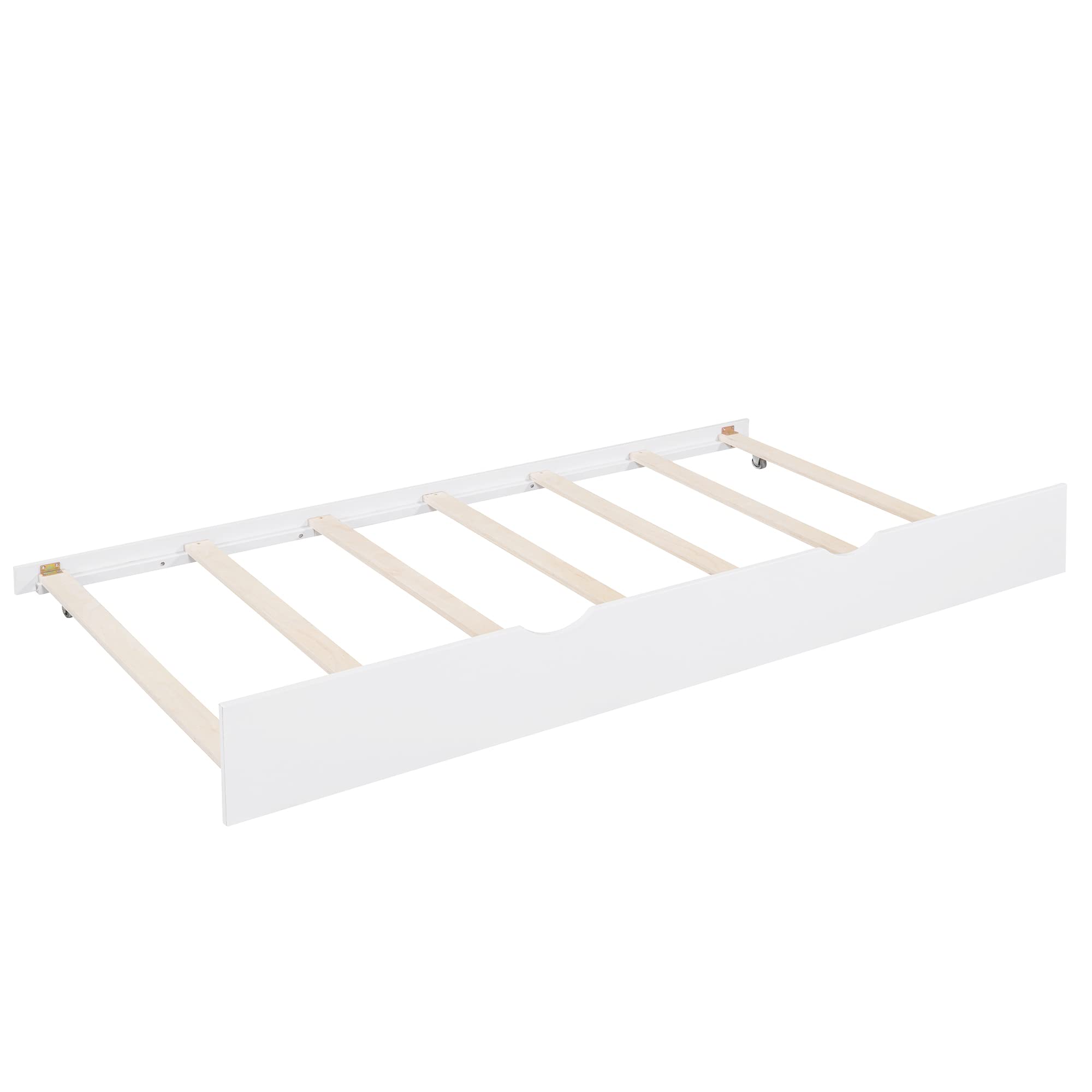 Harper & Bright Designs Twin Size House Bed with Trundle, Wood Twin House Bed Frame with Shelf Compartment, Twin House Bed for Kids with Roof for Girls, Boys,No Box Spring Needed, White