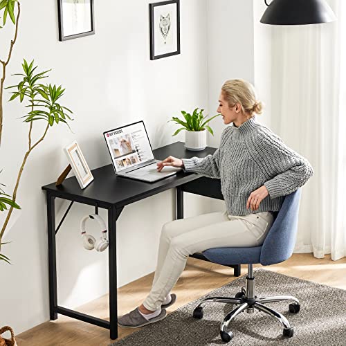 Computer Desk Small Office Desk 40 Inch Writing Desks Small Space Desk Study Table Modern Simple Style Work Table with Storage Bag Headphone Hook Wooden Tabletop Metal Frame for Home, Bedroom