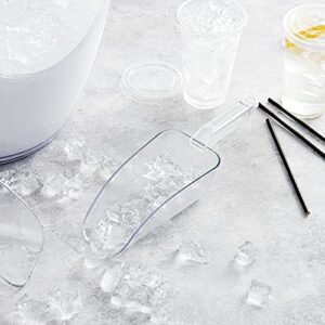 Restaurantware Met Lux 24 Ounce Ice Scoop 1 Flat Bottom Food Scoop - Beveled Front Edge Hanging Slot Clear PC Plastic Flour Scoop Lightweight For Ice Or Dry Ingredients