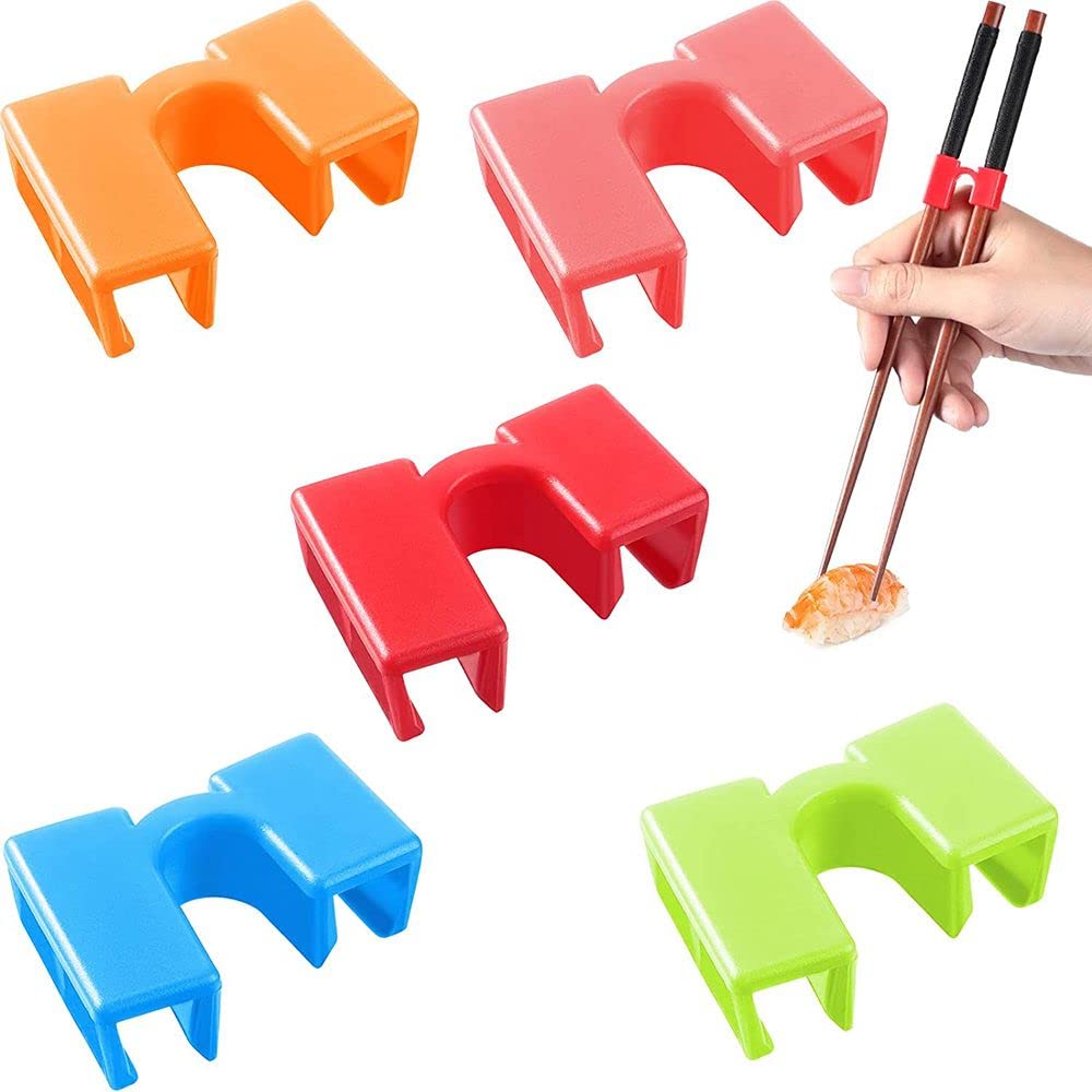 5Pcs Reusable Chopstick Helpers Training Chopsticks Hinges Connector Training Chopstick for Adults Kids Beginner Trainers or Learner(Black)