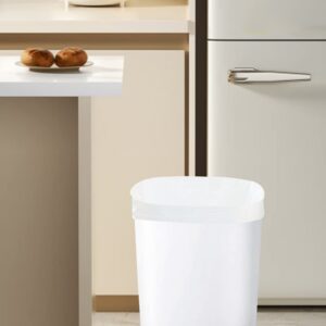 Feisco 2.4 Gallon Trash Can Wastebasket with 60 Counts of Trash Bag,Small Trash Can Garbage Container Bin for Bathroom Bedroom Kitchen Office (White)