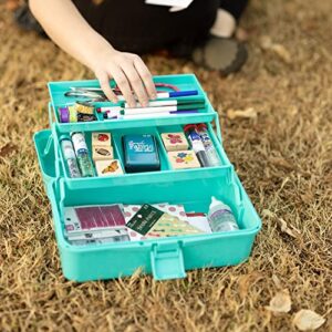 Everything Mary 3-Layer Storage Box, Aqua - Foldable & Portable Tool Box for Art & Craft Supply