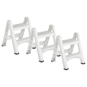 rubbermaid fg420903wht ez step 2 step folding plastic ladder step stool with skid resistant foot pads, white (3 pack)