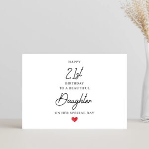 Emily gift Daughter 21st Birthday Card - Happy 21st Birthday To A Beautiful Daughter On Her Special Day - 21st Daughter Card For Her