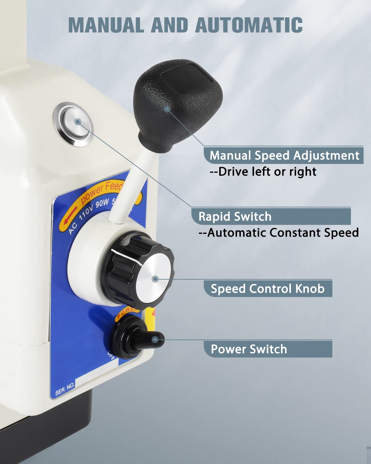 GCCSJ Power Feed X-Axis for Milling Machine 450 in-lb Torque 0-200RPM Table Milling Machine Power Feed 110V