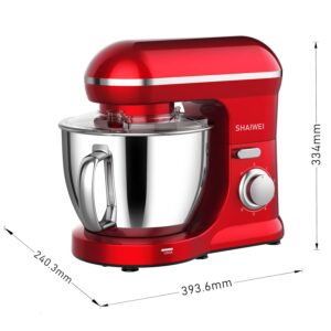 Kitchen Stand Mixer, 6.5 Quart, 6 Speed Tilt-Head Kitchen Mixer, Electric Food Mixer with Dough Hook, Wire Whip, Beater, Red