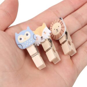 10Set/100PCS Wood Clips Animals with Twine Clothespins Cute Desk Decoration with Rope