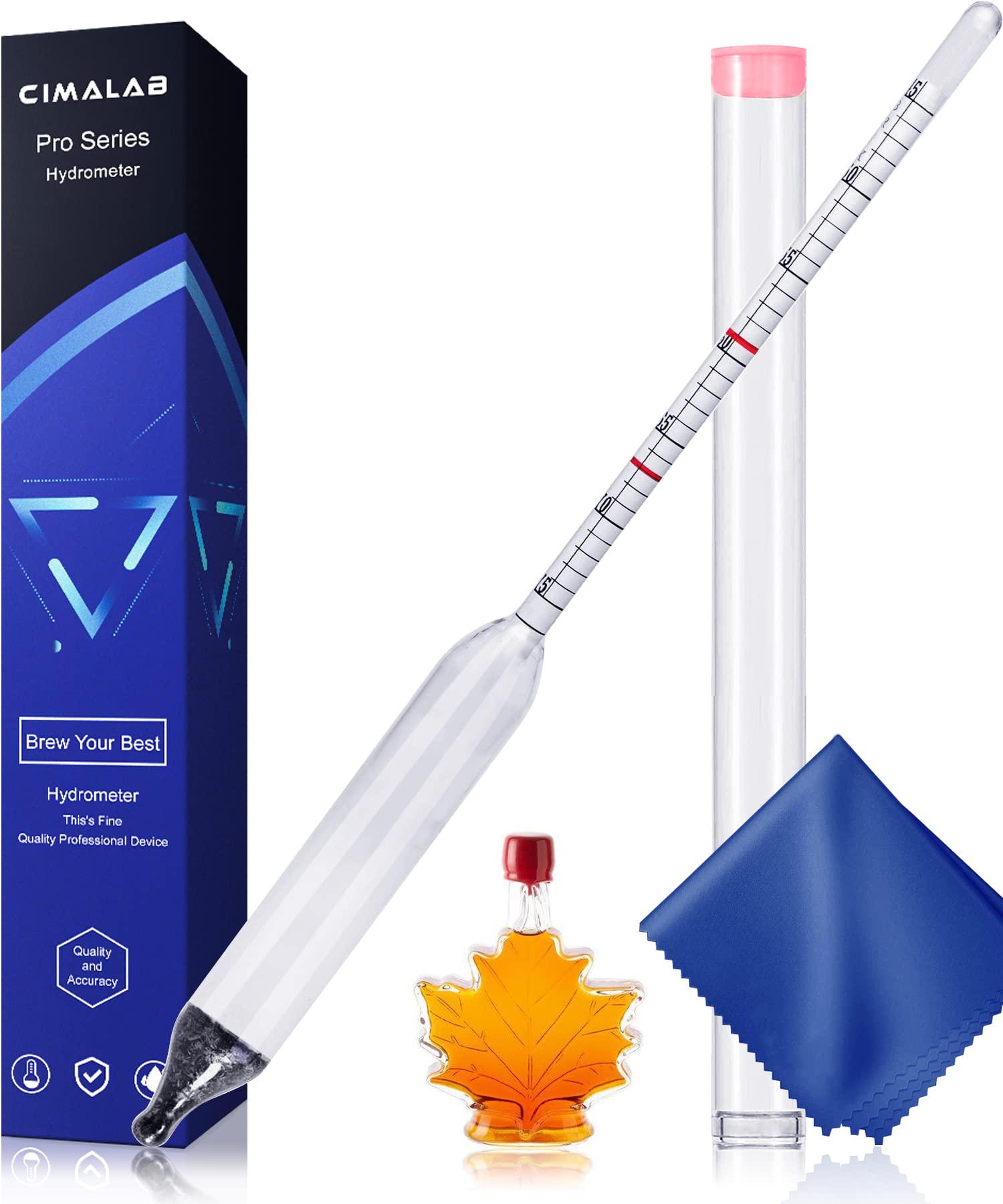 Cimalab Maple Syrup Hydrometer, Accurate Hydrometer for Maple Syrup Making, Hydrometer Maple Syrup Supplies with Brix & Baume Scales, Syrup Hydrometer for Measure Sugar Content in The Syrup Sap