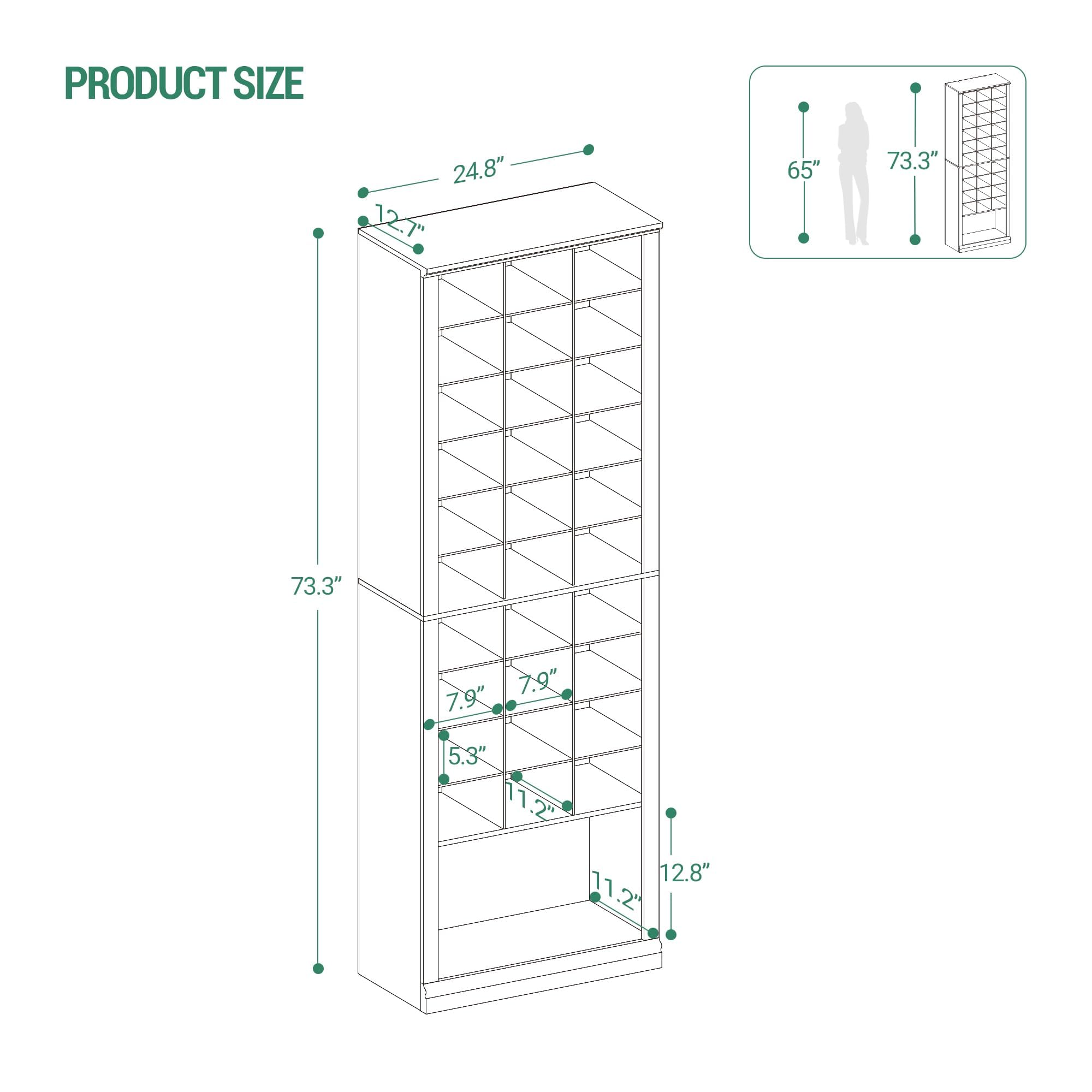 Hzuaneri 11-Tier Shoe Storage Cabinet, Free Standing Closet Organizers and Storage with 31 Open Cubbie, Space Saving Shoe Rack for Entryway, Bedroom, White 02001BSR