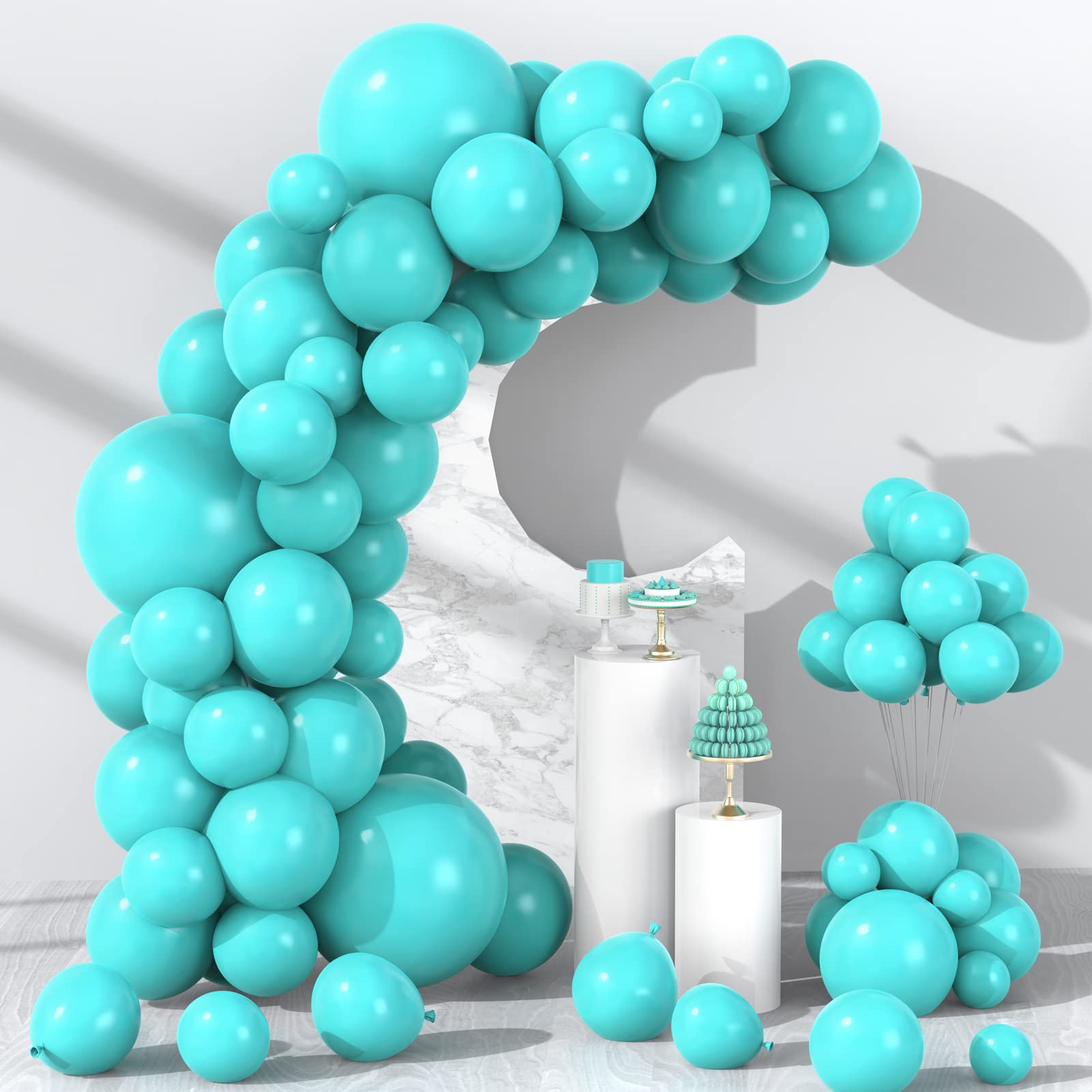 Teal Balloons, Kelfara 100Pcs Party Arch Garland Kit - Different Sizes Latex Balloons (18/12/10/5 Inch) - Turquoise Theme, Birthday, Anniversary, Baby Shower, Graduation, Party Decorations Balloons