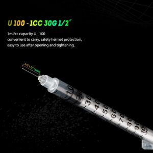 SHAOTONG 1ml 30 Gauge 1cc 1/2 Inch 13 mm for Labs Industrial Disposable Dispensing Supplies, 100 Pack