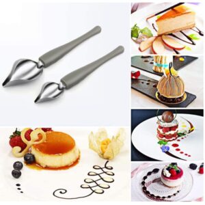 4 Pcs Culinary Drawing Decorating Spoons Set Drawing Decorating Spoon Plated Decorating Pencil Spoon Dessert Serving Decorating Spoon for Decorating Plates Cake and Dessert