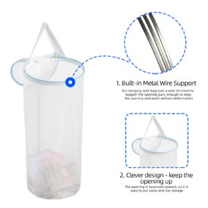 MIFNRO Large Capacity Sock Laundry Bag With Wire Construction Opening Use YKK Zipper Tote Bag Bathroom Hanging Suitable For Underwear, Socks Fine Mesh Laundry Bag 1 Blue