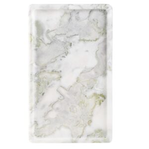 koville african natural marble perfume tray vanity tray for dresser tops, 14"x8.5" serving trays for party buffet, stone tray for bathroom counter decorative trays for decor (bianco palomino)