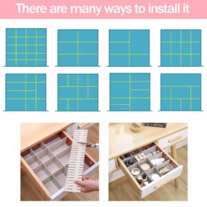 acDesign 40Pcs Grid Drawer Dividers, Adjustable Drawer Organizer for Socks, Underwear, Lingerie, Makeup, Bedroom Office Kitchen Storage (White)