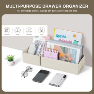 DIMJ Drawer Organizers Clothes, Set of 4 Dresser Organizer Bins, Fabric Closet Organizers and Storage, Drawer Dividers for Nursery, Clothing, Baby Clothes, Socks, Underwears, Tie (Beige)