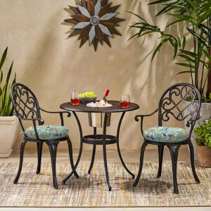 LVTXIII Outdoor Seat Cushions All Weather Patio Chair Pads with Ties, Comfortable Round Bistro Chair Cushions for Home Office and Patio Garden Furniture Decoration 15”x15”x4”, Set of 2, Flower Blue