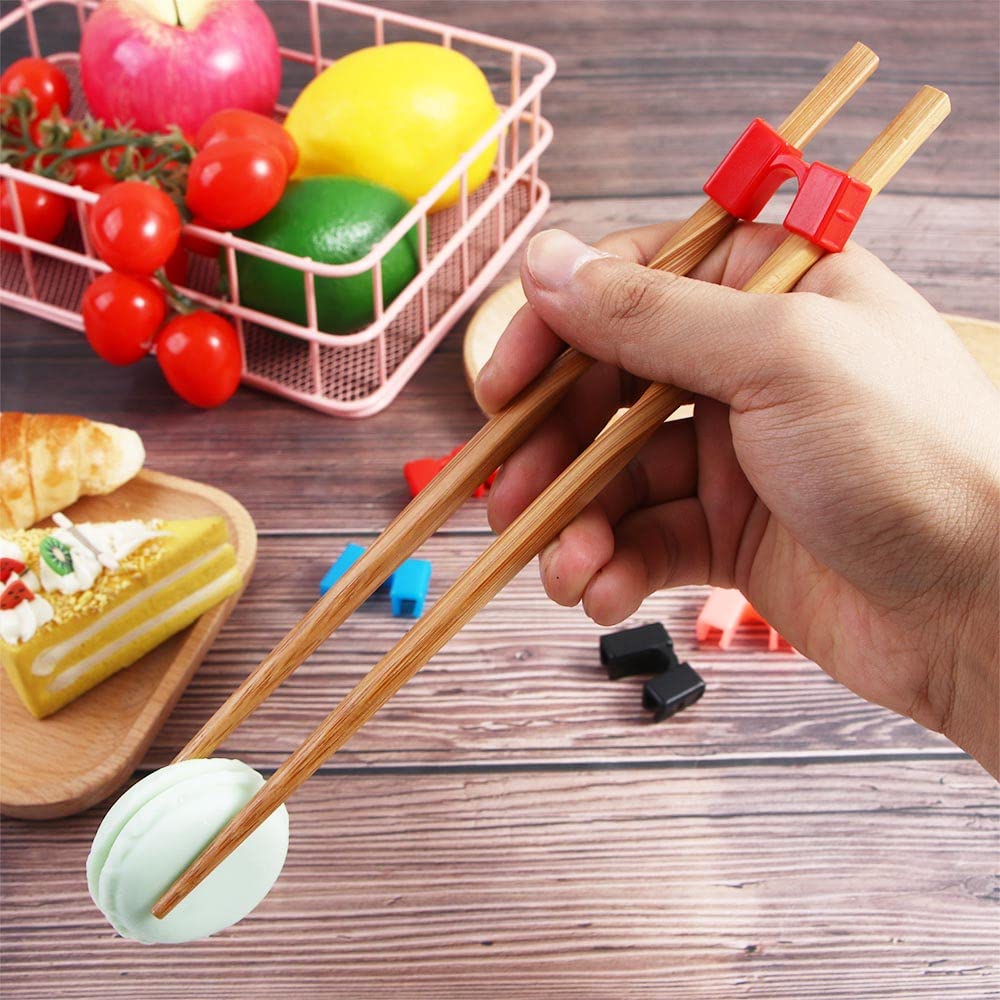 5Pcs Reusable Chopstick Helpers Training Chopsticks Hinges Connector Training Chopstick for Adults Kids Beginner Trainers or Learner(Black)