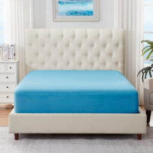 ELEMUSE Pengucool™ Triple Layer 3 Inch Mattress Topper Queen, 2 Inch Gel Memory Foam pad, 1 Inch Pillowtop Plus Extra Soft Cooling Fitted Sheet for Hot Sleeper&Night Sweats, Blue