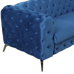 P PURLOVE Modern Loveseat Sofa with Sturdy Metal Legs, Velvet Upholstered Loveseat Sofa with Button Tufted Back, 2-Person Loveseat Sofa Couch for Living Room,Bedroom,or Small Space, Blue