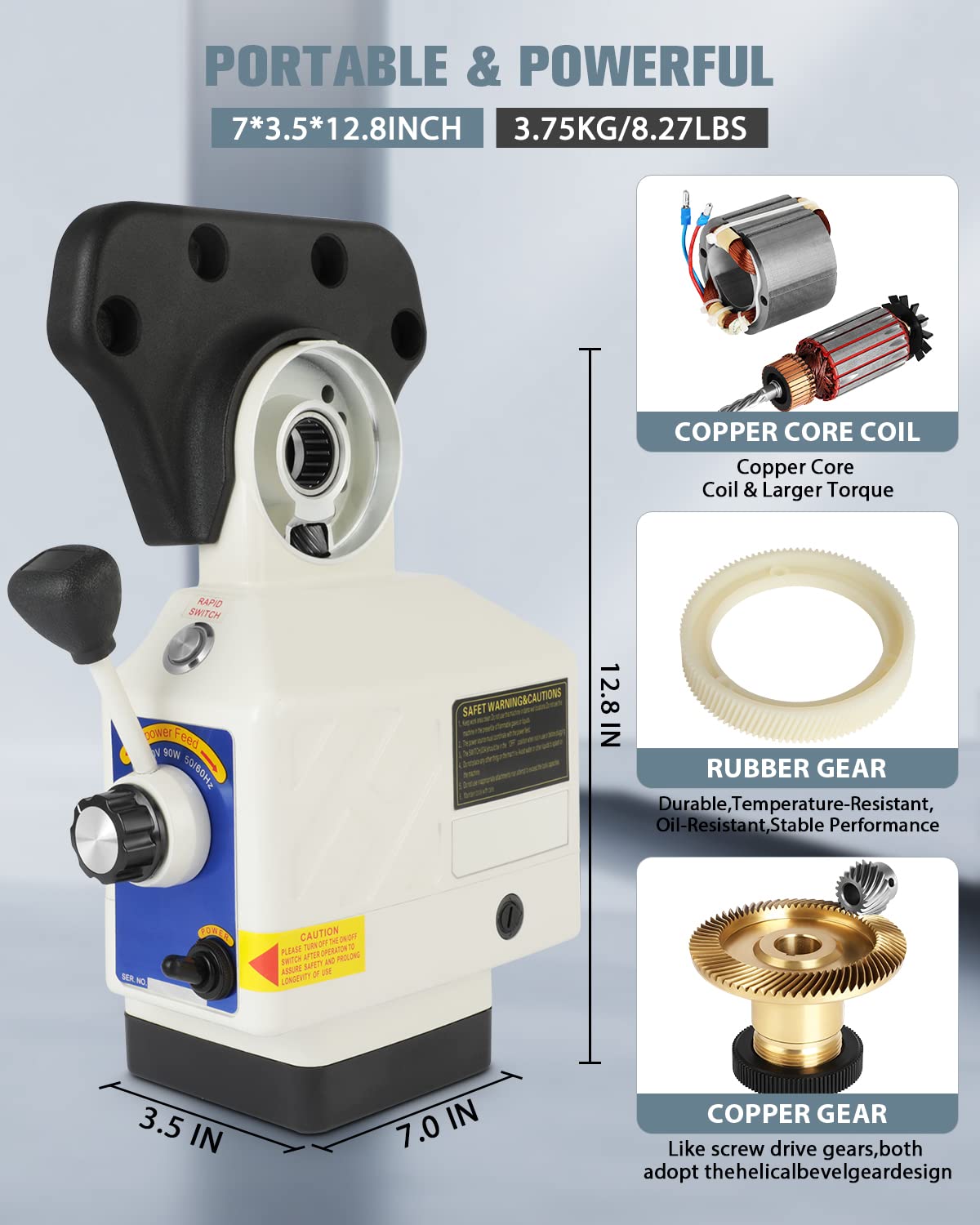 GCCSJ Power Feed X-Axis for Milling Machine 450 in-lb Torque 0-200RPM Table Milling Machine Power Feed 110V