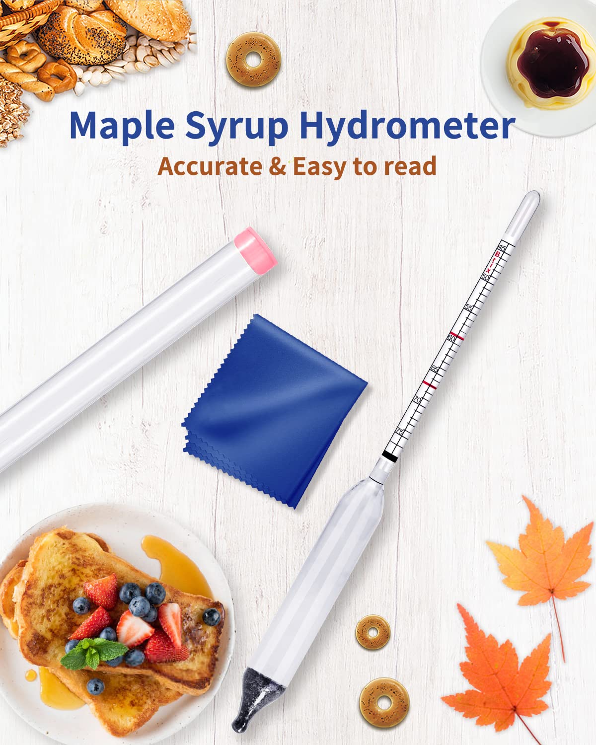 Cimalab Maple Syrup Hydrometer, Accurate Hydrometer for Maple Syrup Making, Hydrometer Maple Syrup Supplies with Brix & Baume Scales, Syrup Hydrometer for Measure Sugar Content in The Syrup Sap